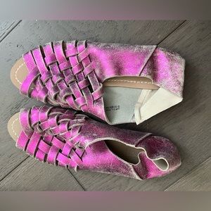 Top shop pink metallic leather sandals